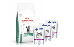 ROYAL CANIN Satiety Support Weight Management SAT 34 6kg + ENZO VET Steriliseeritud vasikaliha kastmes 3x100g