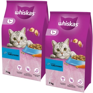 WHISKAS Adult 2x7kg - kuivtoit kassidele tuunikala ja köögiviljadega