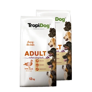 TROPIDOG Premium täiskasvanud keskmist ja suurt tõugu part riisiga 12kg