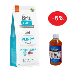 BRIT CARE hüpoallergeenne kutsika lambaliha 12kg + LAB V lõheõli koertele ja kassidele 500ml 5% MAHA