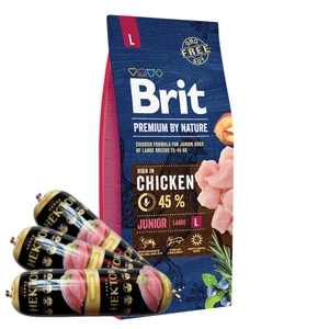 BRIT Premium By Nature Junior L 15kg + Hector kodulinnuliha baari 3x900g