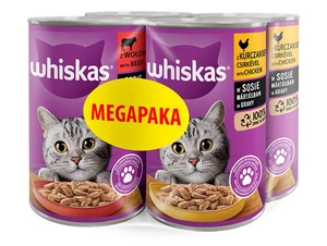 WHISKAS Adult PUSH 4X400G - märja kassitoit kastmes (2x KANADEGA, 2x VEISEGA)