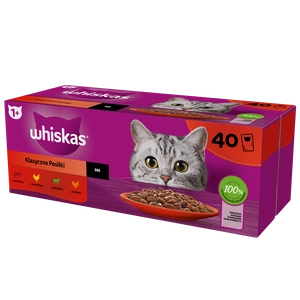WHISKAS Adult Potrawka 40x85g Poultry Flavours - märja kassitoidu tarretis (kana, part, linnuliha, kalkun) kotikeses