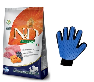 Farmina N&D Pumpkin Grain Free canine LAMB & BLUEBERRY ADULT MEDIUM & MAXI 12kg + kammkinnas tasuta