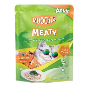 MOOCHIE Tuna & Wakame In Gravy 70g märgtoit kassidele (tuunikala ja wakame merevetikad kastmes)