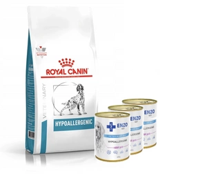 ROYAL CANIN Hypoallergenic DR21 14kg + 3x ENZO VET hüpoallergeenne dieet küülikuga koertele 400g