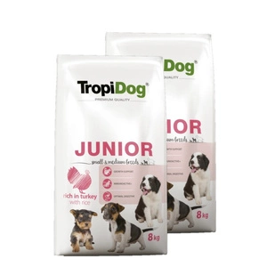 TROPIDOG Premium Junior väikestele ja keskmise suurusega koertele lõhe ja riisiga 8kg