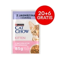 CAT CHOW Kitten Food lambaliha ja suvikõrvitsaga kastmes 85g - 20 PAKK + 6 TASUTA !!!