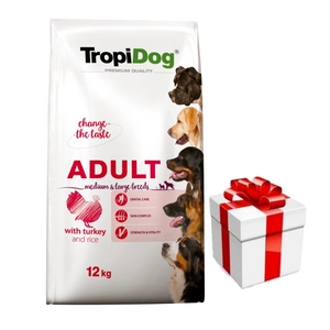 TROPIDOG Premium täiskasvanutele, keskmistele ja suurtele tõugudele - kalkun riisiga 12kg