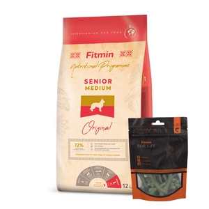 FITMIN Medium Senior 12kg + FITMIN Hambaravi koertele merevetikaga 70g