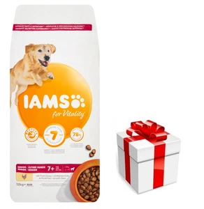 IAMS kuivtoit Vitality vanematele suurt tõugu koertele kana 12kg + DOG STAMP