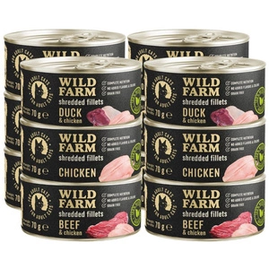 WILD FARM Fillets Duck&Chicken 70g - teraviljavaba märja kassitoit, filee puljongis