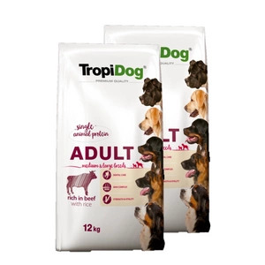 TROPIDOG Premium Adult keskmist ja suurt tõugu veiseliha riisiga 12kg