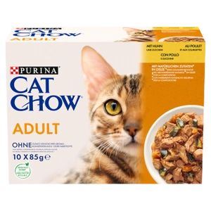 PURINA Cat Chow Täiskasvanud kassitoit kana ja suvikõrvitsaga tarretises 10x85 g