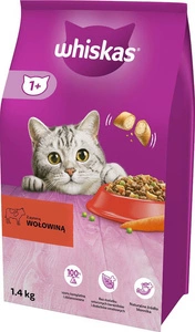 WHISKAS Adult 1,4 kg - kuiv täistoit täiskasvanud kassidele, maitsva veiselihaga