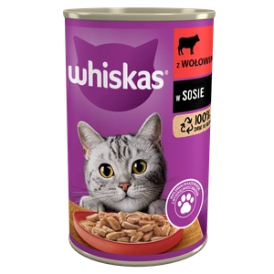 WHISKAS Adult purk 400g - märja kassitoit veiseliha kastmes