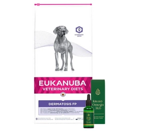 EUKANUBA Dermatosis FP 12kg + LAB-V Omega 3 ja 6 rasvhapped koerte ja kasside üldisele tervisele, karvkattele ja naha seisundile