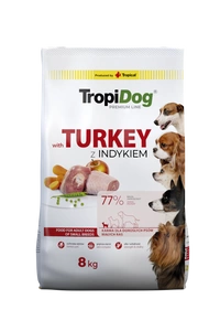 TROPIDOG Premium Adult Small Breeds kalkuni ja riisiga 8kg