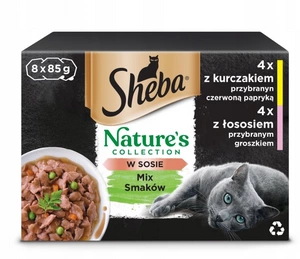 SHEBA kotike 8x85 g Nature's Collection Selection of Flavours - täismärg toit täiskasvanud kassidele, kastmes