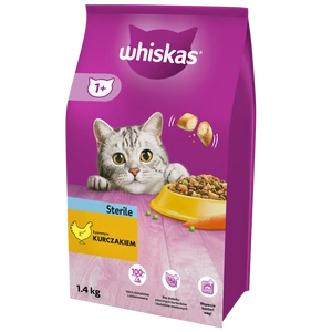 WHISKAS Sterile 1,4 kg - kuivtoit täiskasvanud kassidele pärast kastreerimist, maitsva kanaga