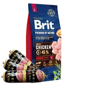 BRIT Premium By Nature Adult L 15kg + Hector linnuliha baari 3x900g