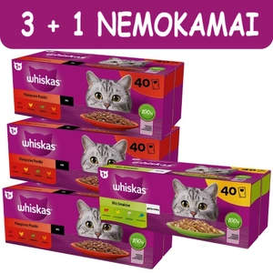 WHISKAS Adult Potrawka 40x85g Poultry Flavours - märja kassitoidu tarretis (kana, part, linnuliha, kalkun) kotikeses